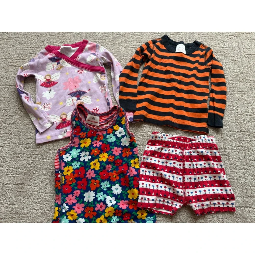 Hanna Andersson Pajama Lot of 4 Kids Sz 3 90cm Multicolor Mixed Prints EUC